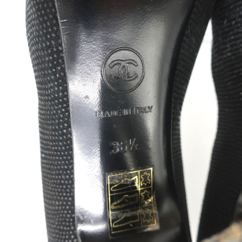 CC Cap Toe Platform Pumps Black Canvas & Gold Metallic Leather Size 36.5 product image 11, provided for visual reference and