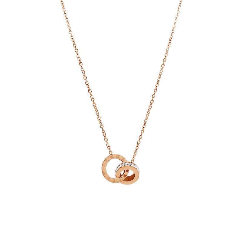 Double ring new Women titanium steel collarbone chain product image 1, provided for visual reference and product detail