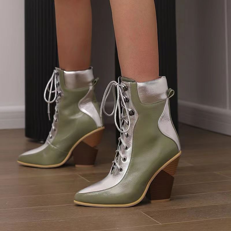 New Fashion Pointed Colored High Heel Short Boots product image 6, provided for visual reference and product detail review