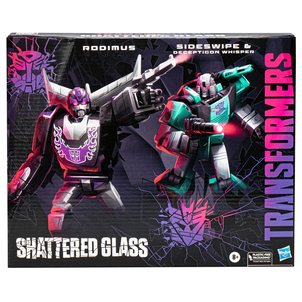 Transformers Generations Shattered Glass Voyager Rodimus and Deluxe Sideswipe & Decepticon Whisper Action Figure 2 Pack