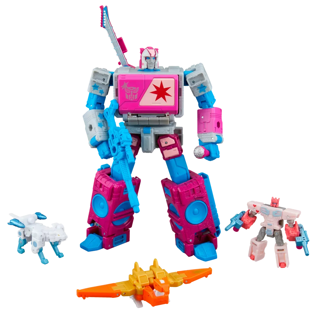 SDCC 2026 Transformers Jem and the Holograms Autobot Blaster & KP Glit, KP Sundor, and KP Rosanna Action Figure Exclusive