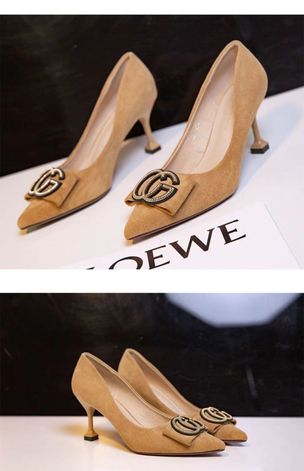 2023 GC Retro velvet pointed toe high heels product image 6, provided for visual reference and product detail review