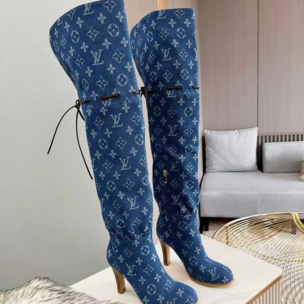New Fashion Retro letter High Heel Long boots product image 2, provided for visual reference and product detail review