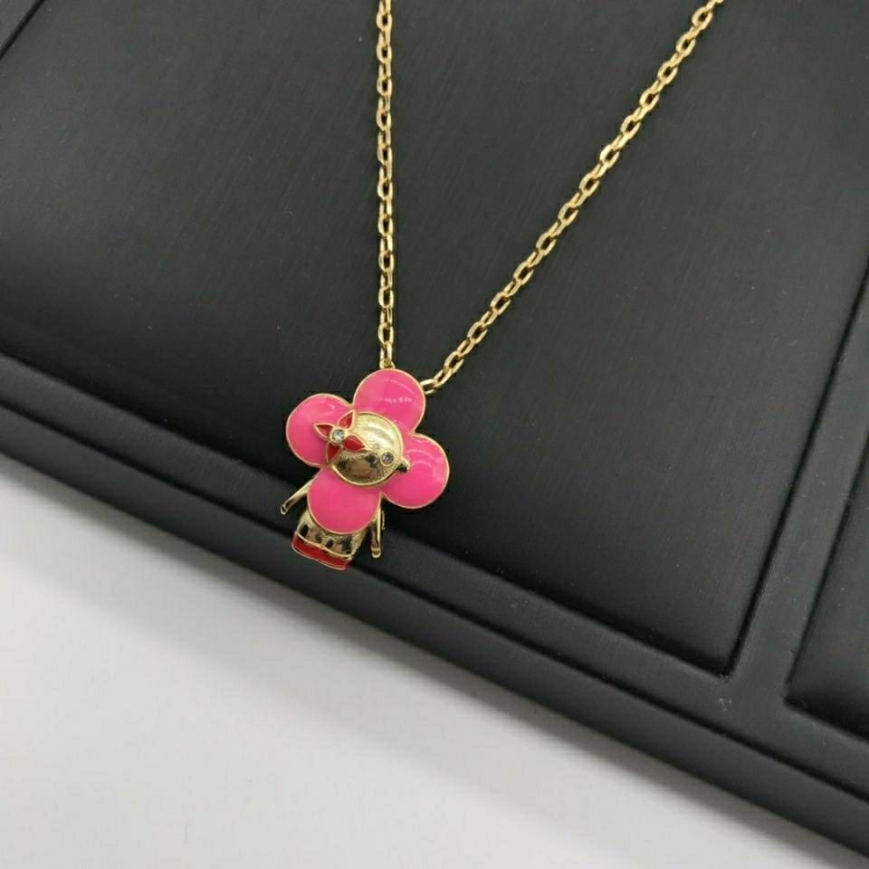 Pink Flower Cartoon Necklace Bracelet product image 7, provided for visual reference and product detail review