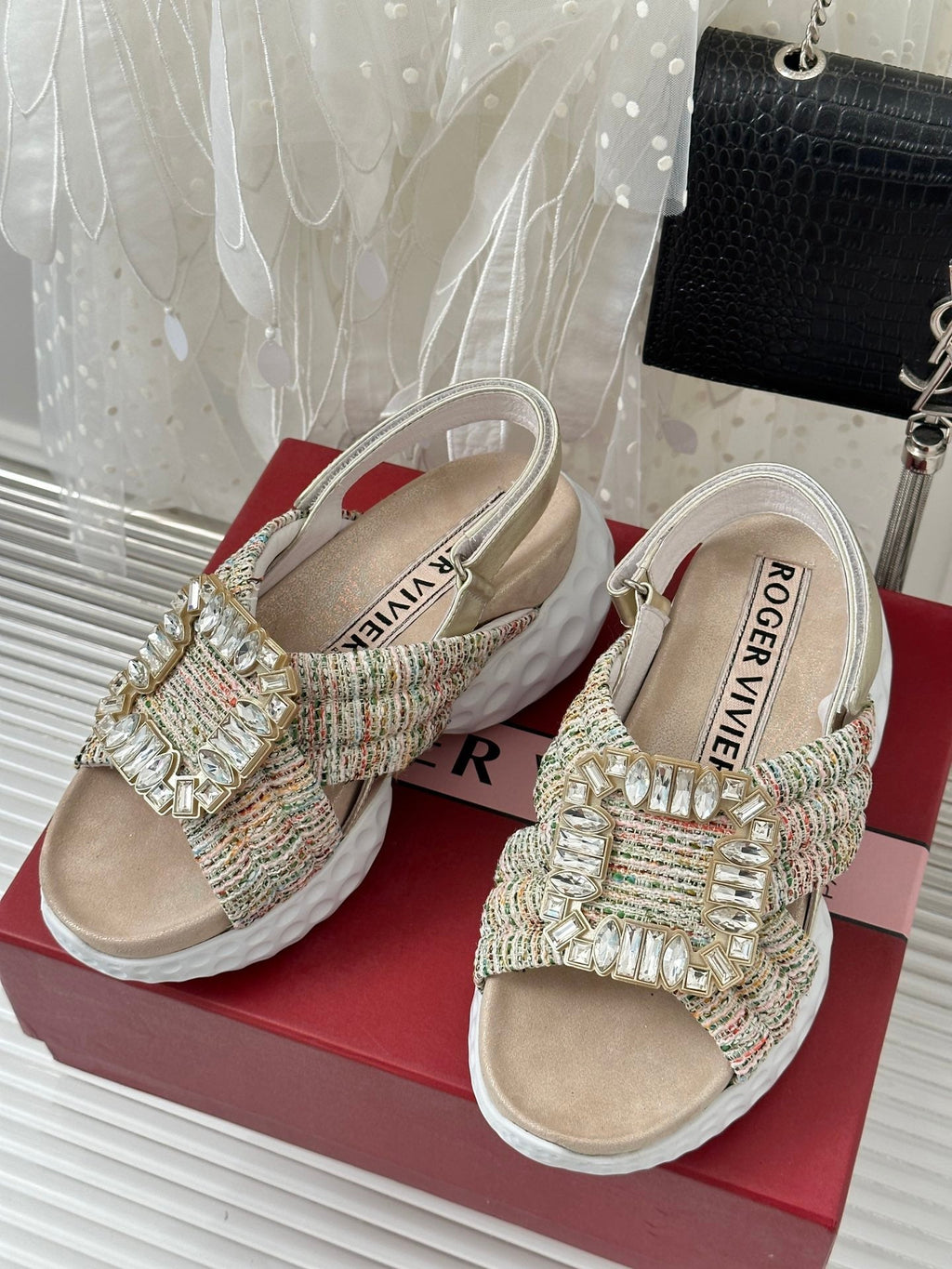 2023 Diamond Buckle Silk Sandals-S33 product image 1, provided for visual reference and product detail review