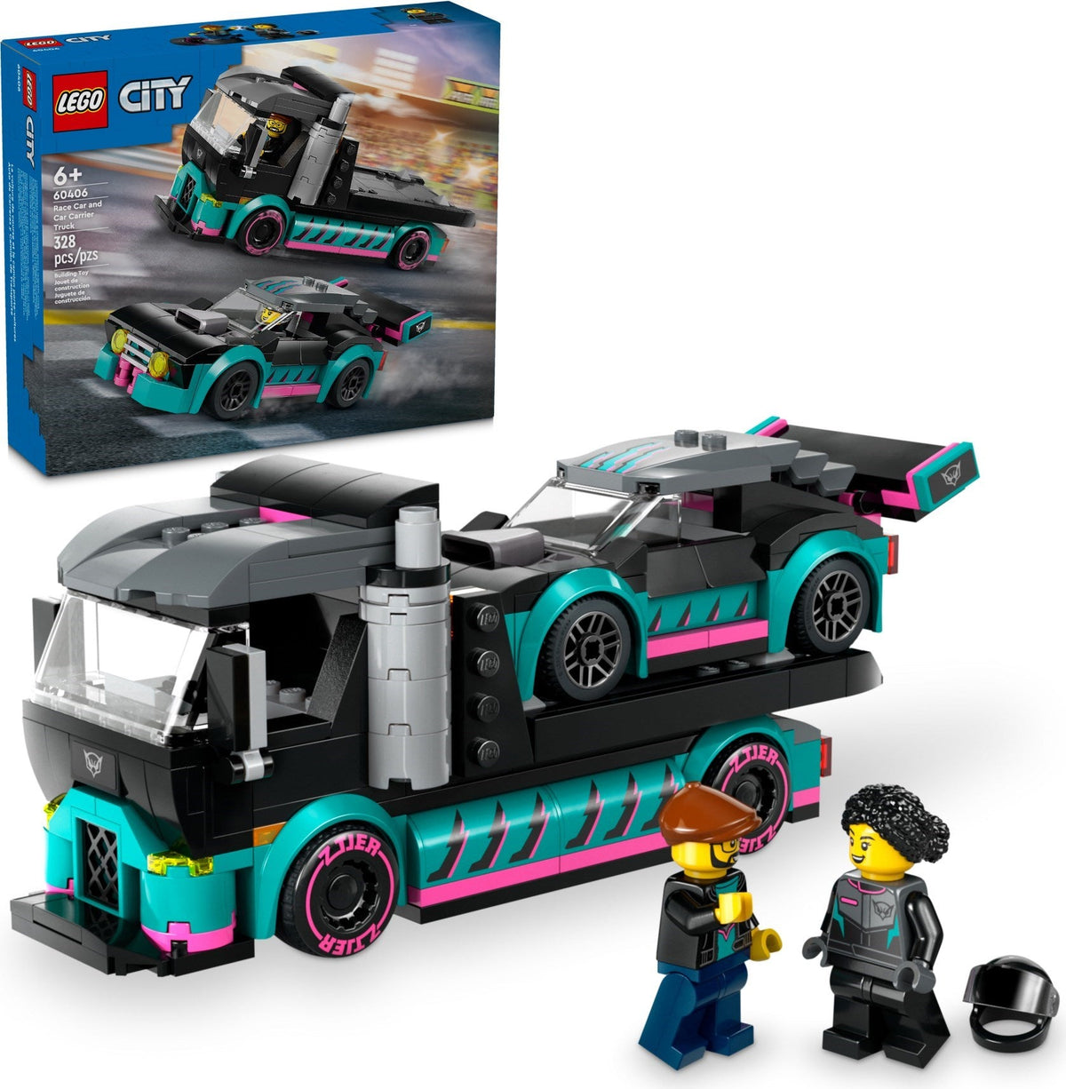 60406 LEGO Race Car and Car Carrier Truck product image 1, provided for visual reference and product detail review