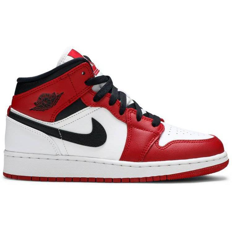 Nike Air Jordan 1 Mid GS 'Chicago white toe'. product image 1, provided for visual reference and product detail review