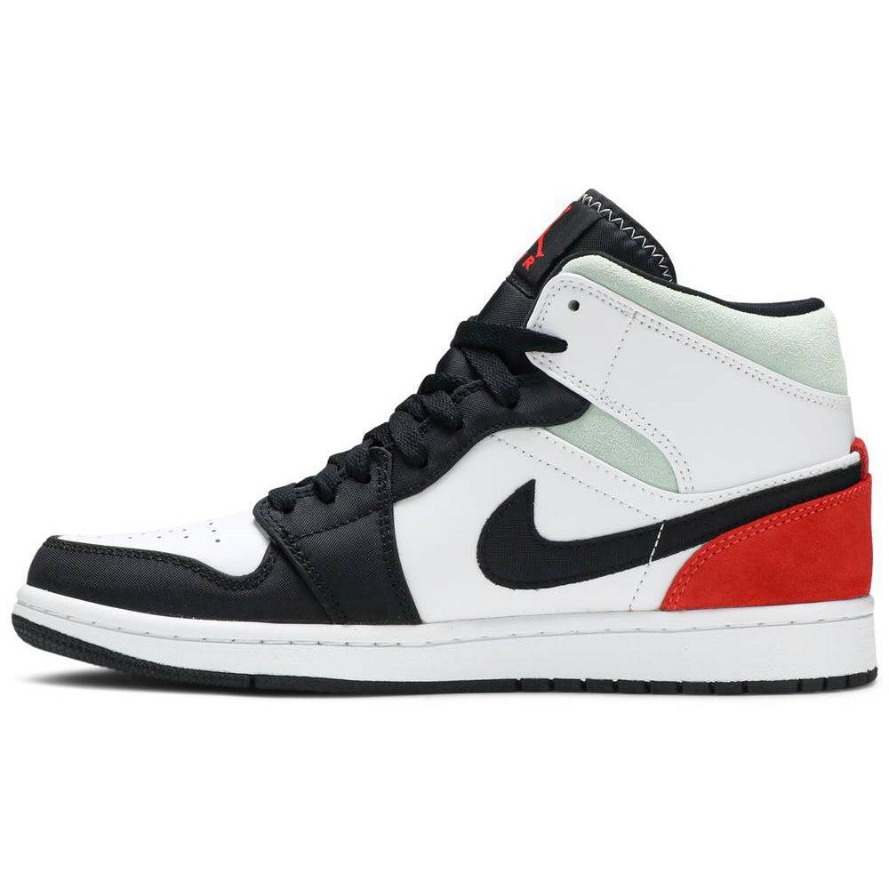 Nike Jordan 1 Mid SE White Black Red Spruce (GS) product image 2, provided for visual reference and product detail review