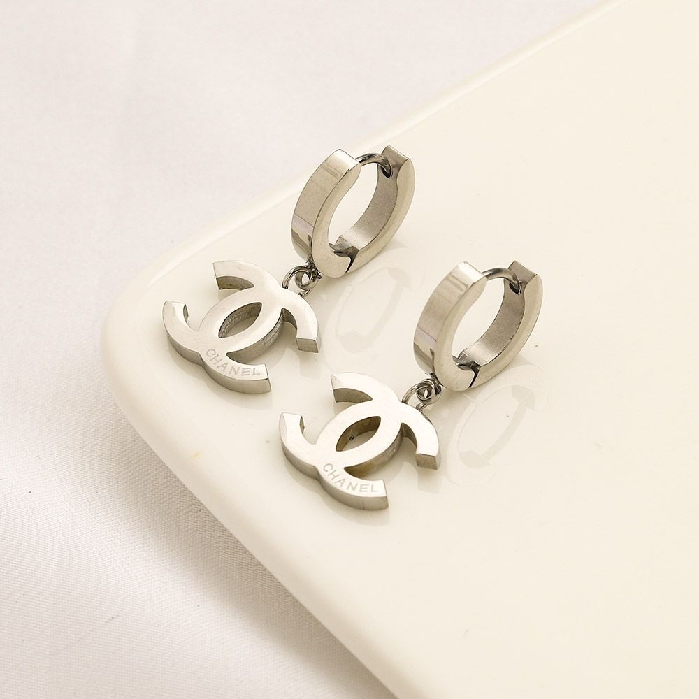Xiaofeng Titanium Double C Earrings product image 6, provided for visual reference and product detail review