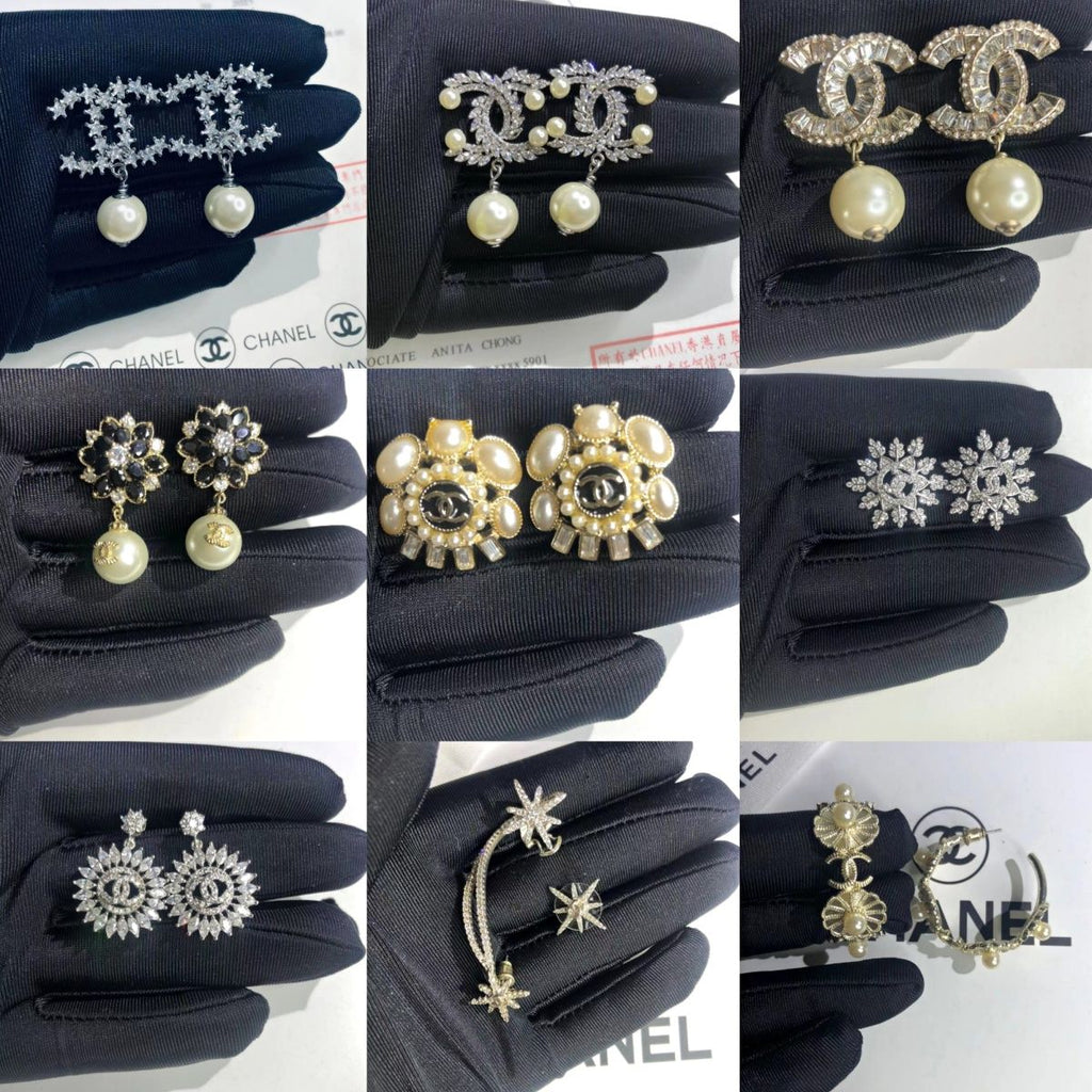 Zircon inlaid pearl steel needle earrings product image 1, provided for visual reference and product detail review