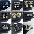 Zircon inlaid pearl steel needle earrings product image 1, provided for visual reference and product detail review