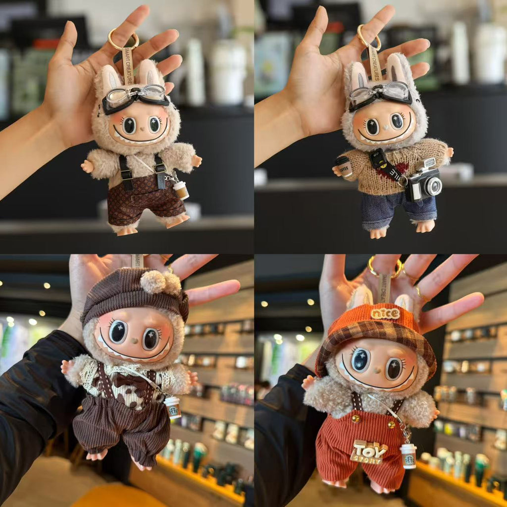 (Baby + clothes) Sitting party baby clothes plush vinyl face doll bag pendant girl gift product image 1, provided for visual