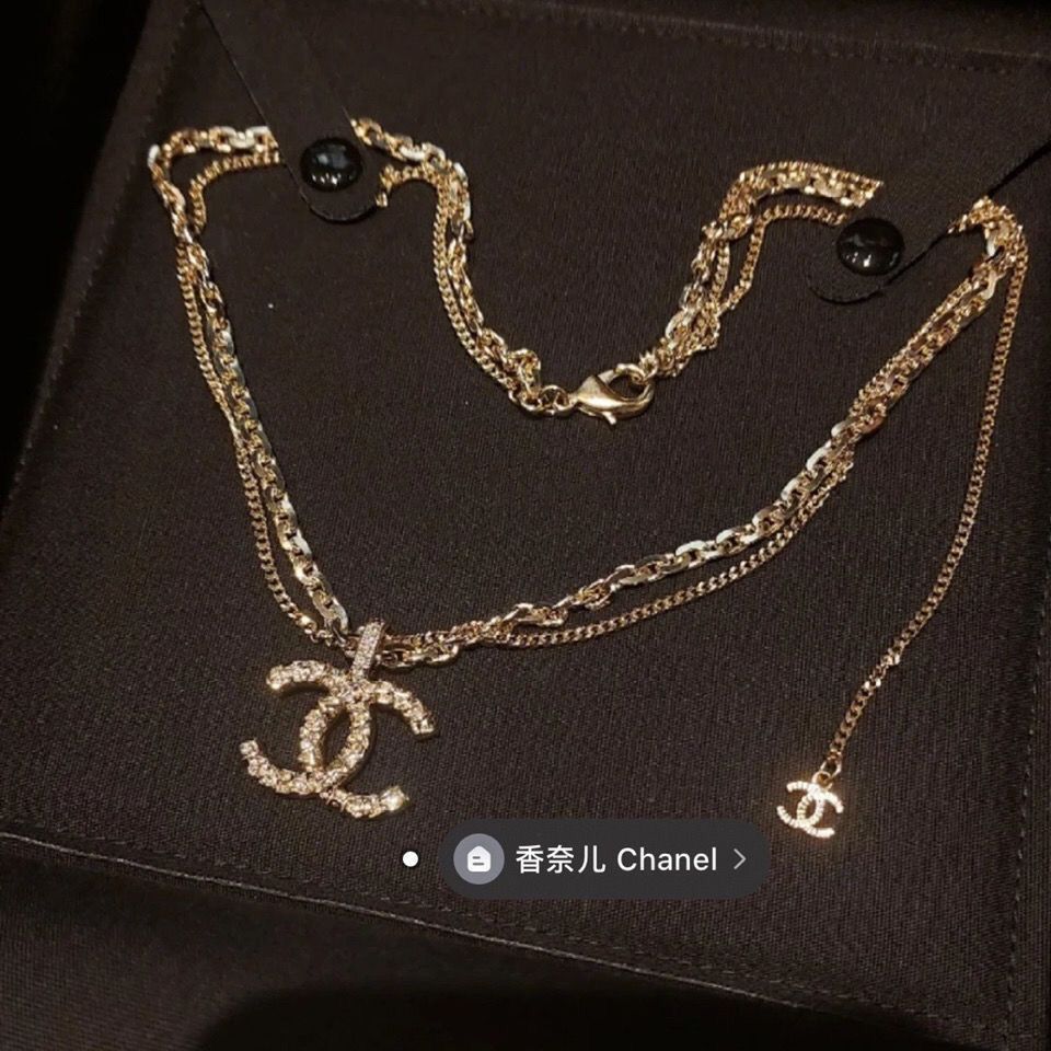 Double c double chain necklace product image 1, provided for visual reference and product detail review