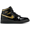 Nike Air Jordan 1 Retro High OG GS 'Black Metallic Gold' product image 1, provided for visual reference and product detail
