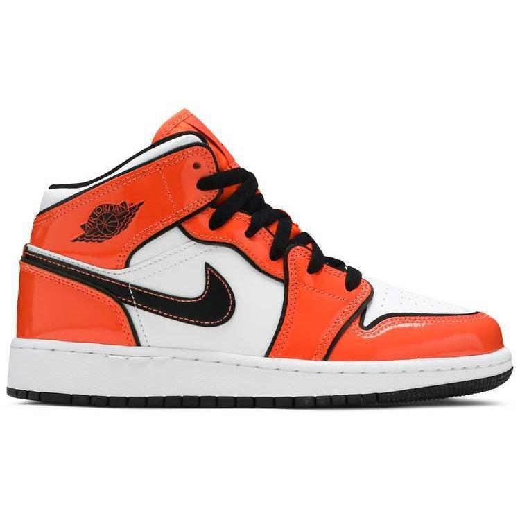 Nike Air Jordan 1 Mid SE GS 'Turf Orange' product image 1, provided for visual reference and product detail review