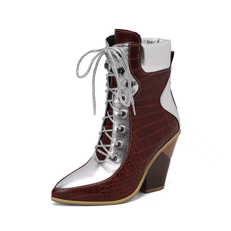 New Fashion Pointed Colored High Heel Short Boots product image 8, provided for visual reference and product detail review