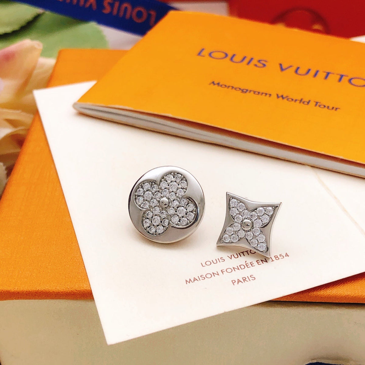 Style A/B Round & Rhombus Stud Earrings product image 4, provided for visual reference and product detail review