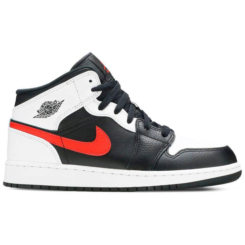 Nike Jordan 1 Mid Black Chile Red White GS product image 1, provided for visual reference and product detail review