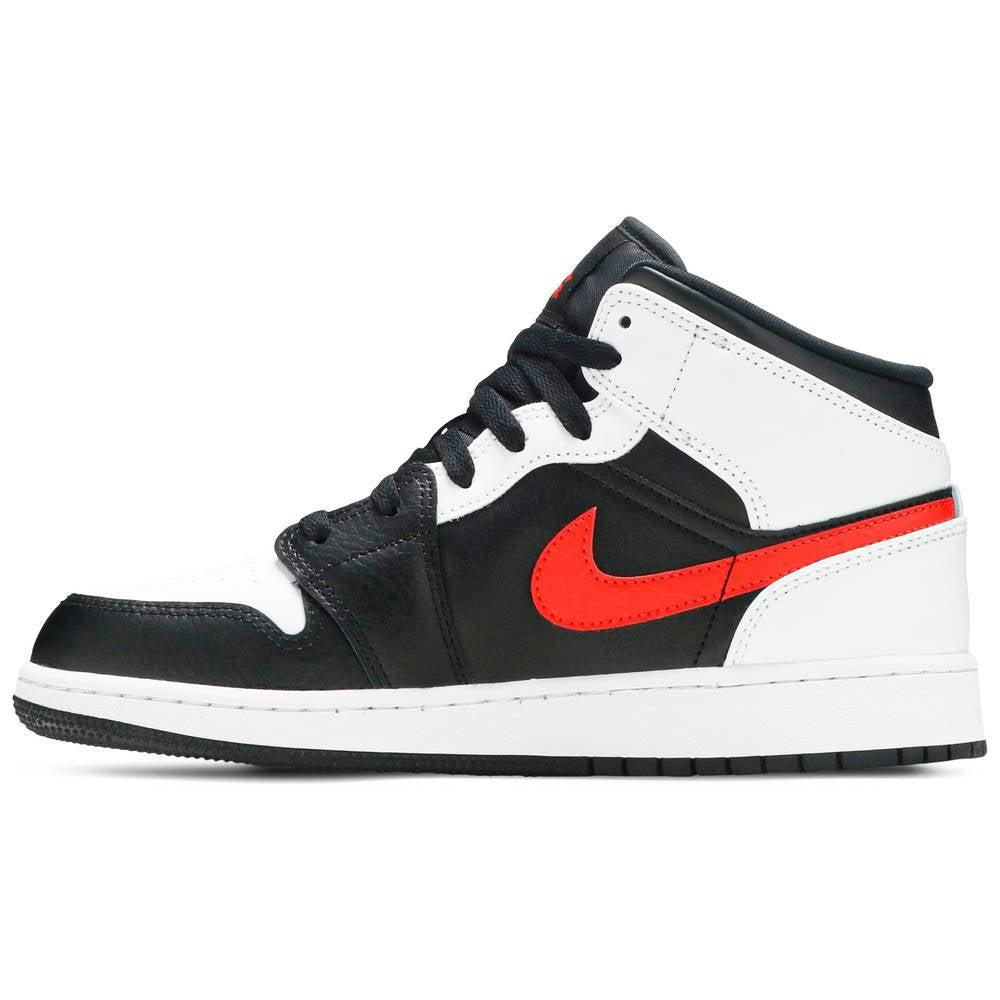 Nike Jordan 1 Mid Black Chile Red White GS product image 2, provided for visual reference and product detail review