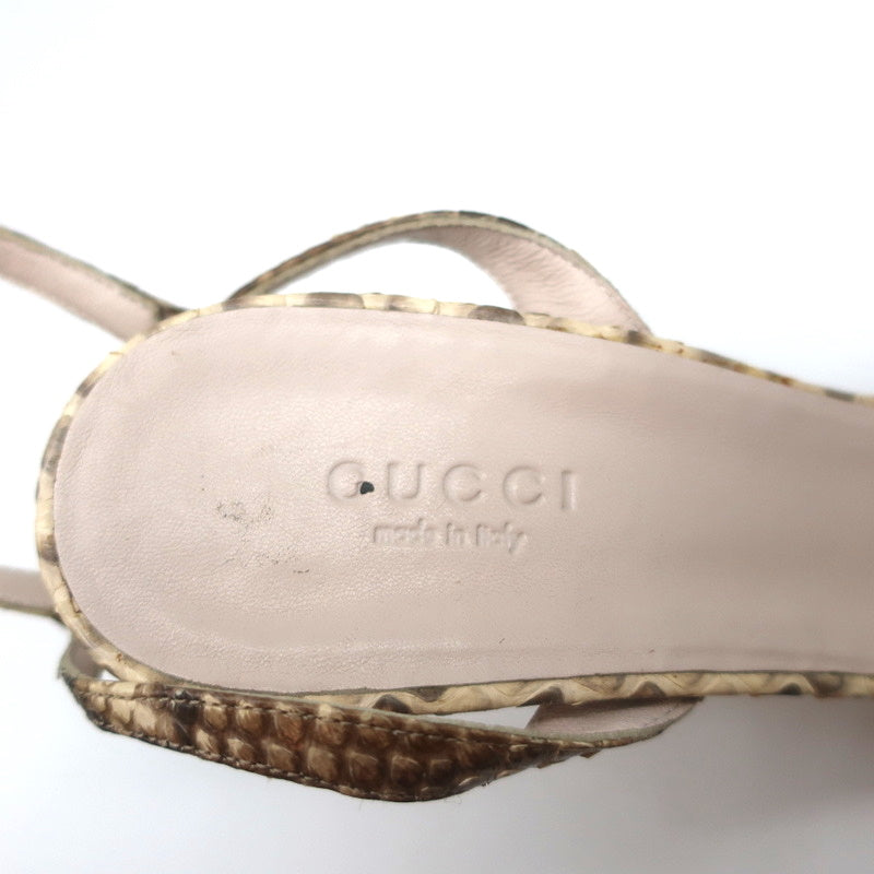 Gucci Sabrina Ankle Strap Sandals Ivory Snakeskin Size 7 Open Toe Heels product image 10, provided for visual reference and
