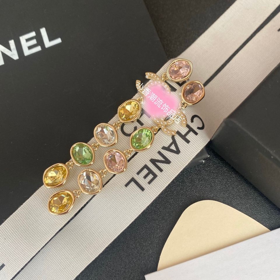 Fragrant long colored zircon tassel earrings product image 2, provided for visual reference and product detail review