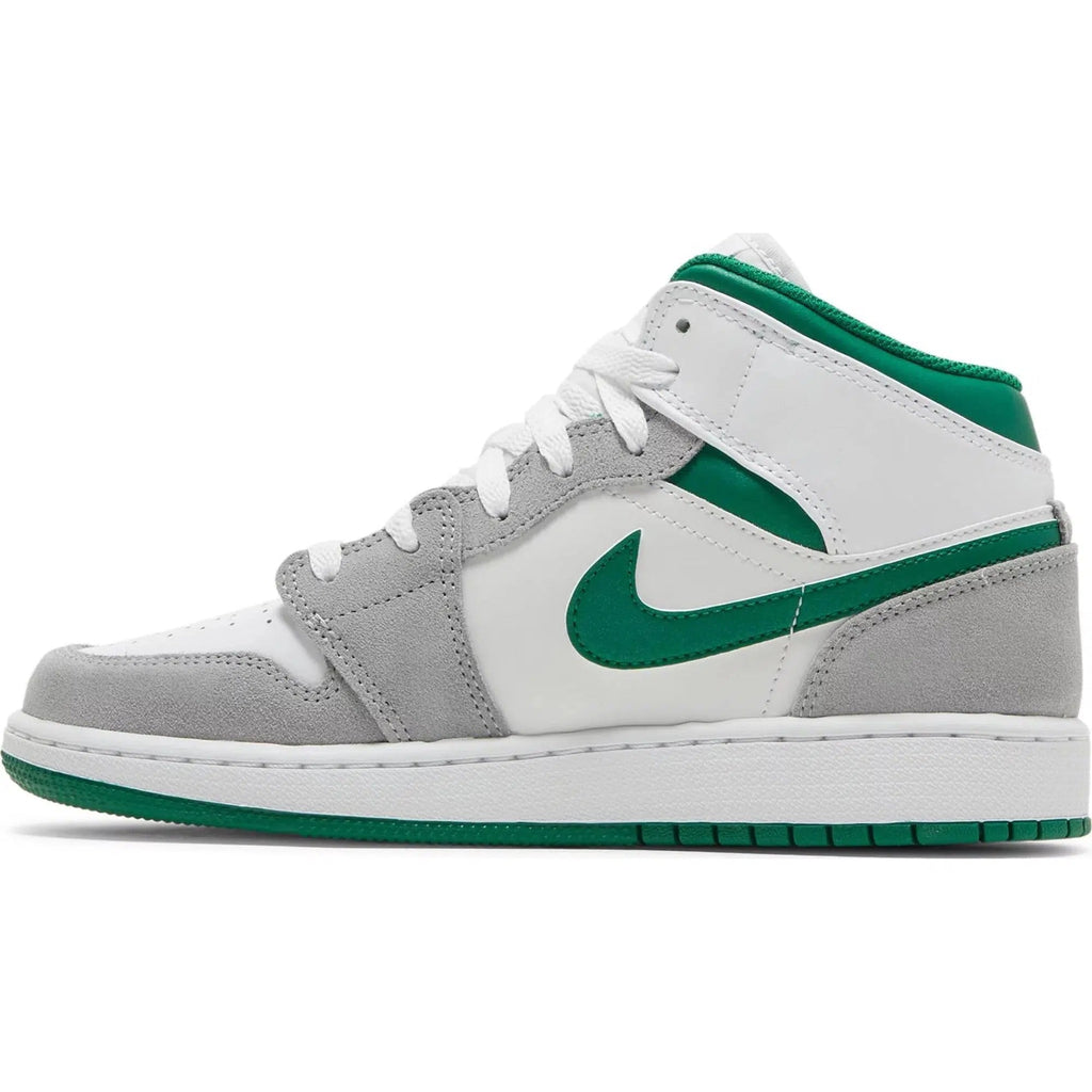 Nike Air Jordan 1 Mid 'Grey Pine Green' (GS) product image 2, provided for visual reference and product detail review