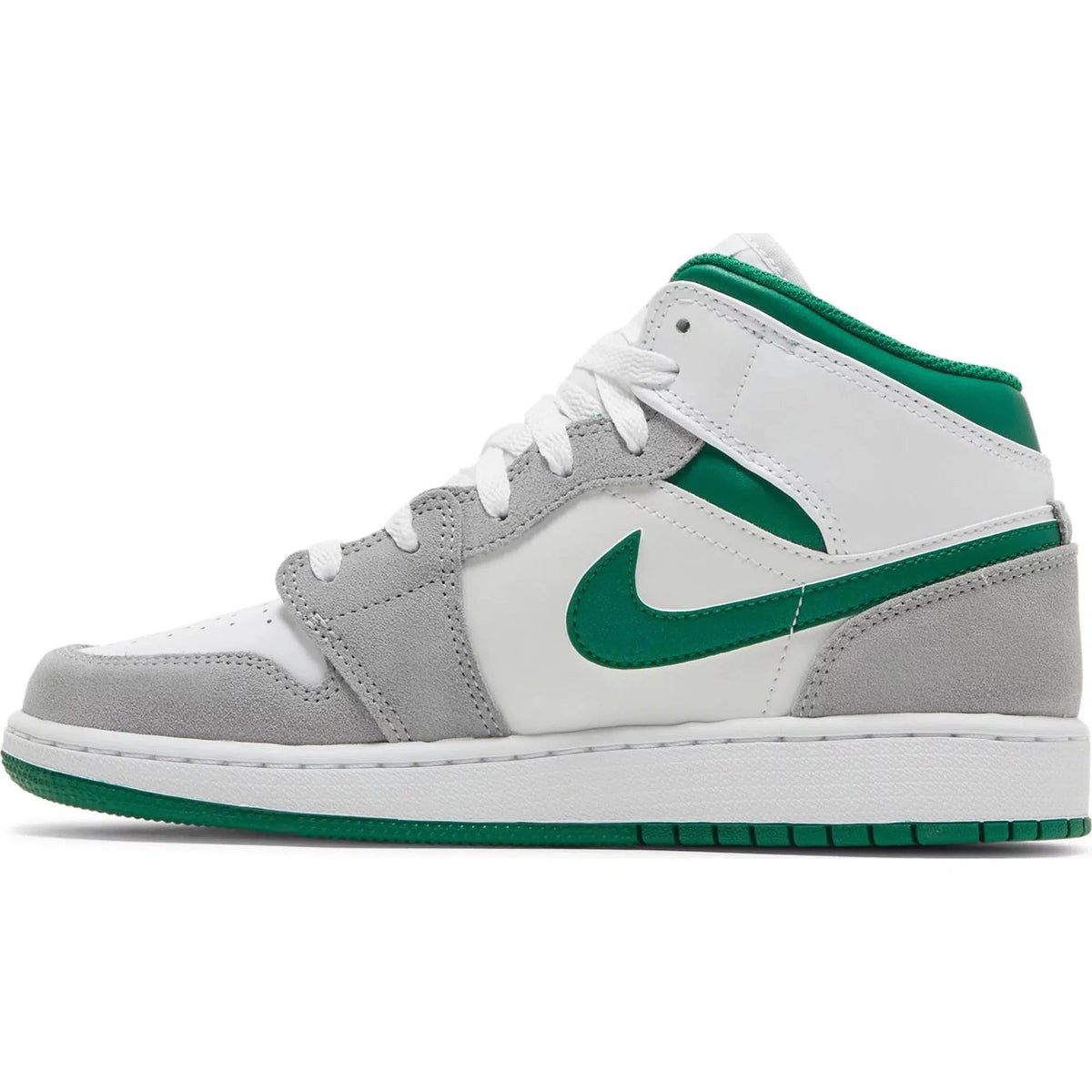 Nike Air Jordan 1 Mid 'Grey Pine Green' (GS) product image 2, provided for visual reference and product detail review