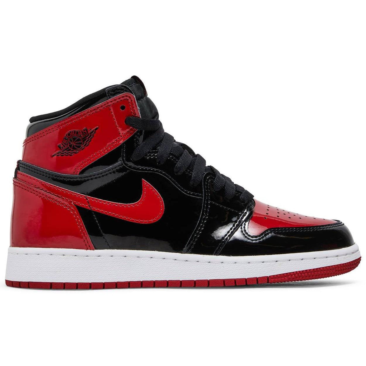 Nike Air Jordan 1 Retro High OG GS 'Patent Bred' product image 1, provided for visual reference and product detail review