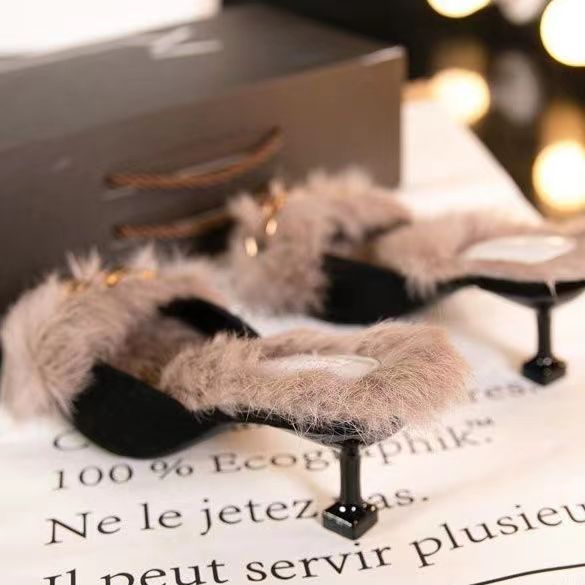 New Autumn and winter plush high heels product image 3, provided for visual reference and product detail review