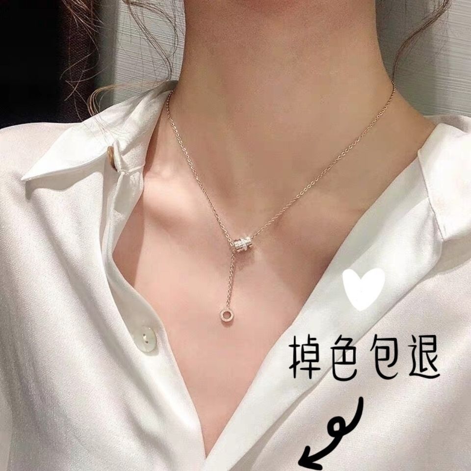 Double ring new Women titanium steel collarbone chain product image 13, provided for visual reference and product detail
