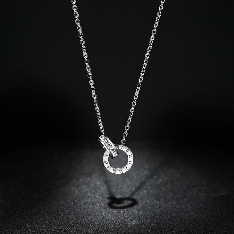 Double ring new Women titanium steel collarbone chain product image 7, provided for visual reference and product detail