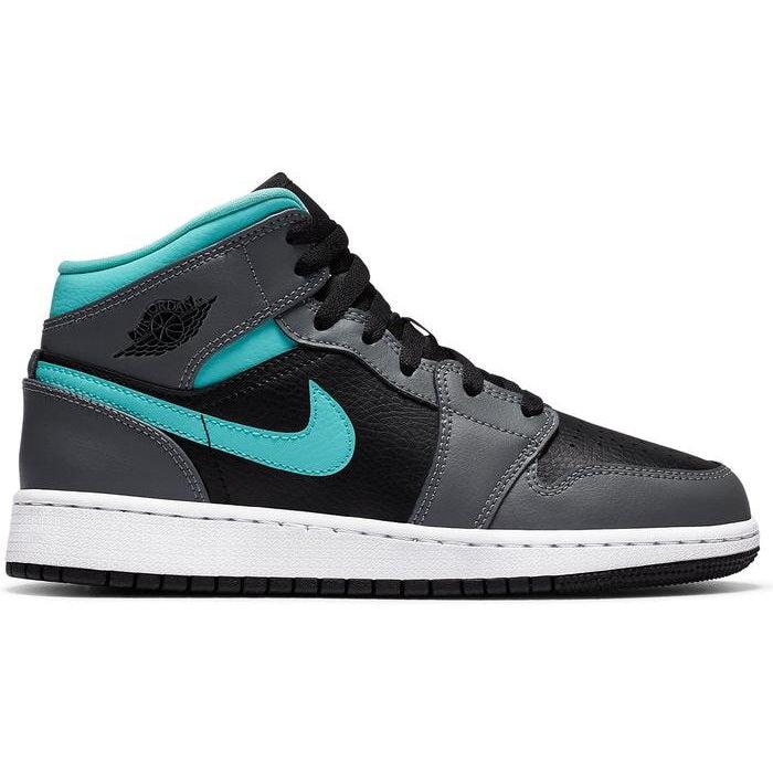 Nike Air Jordan 1 Mid GS 'Grey Aqua' product image 1, provided for visual reference and product detail review