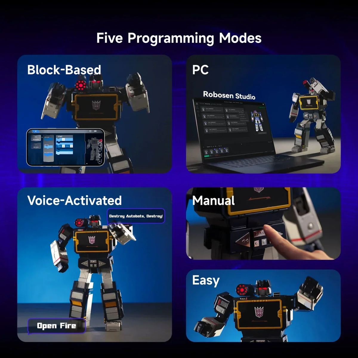 Robosen Transformers G1 Soundwave Flagship Series Auto-Converting Robot Figure product image 10, provided for visual