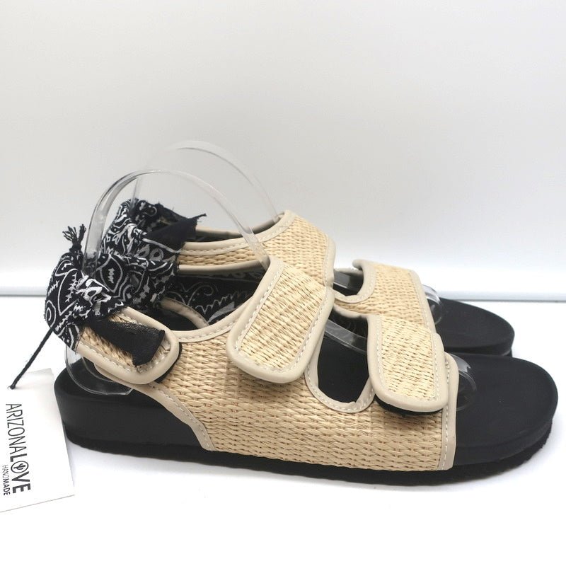 Arizona Love Apache Bandana Raffia Sandals Natural/Black Size 40 NEW product image 2, provided for visual reference and