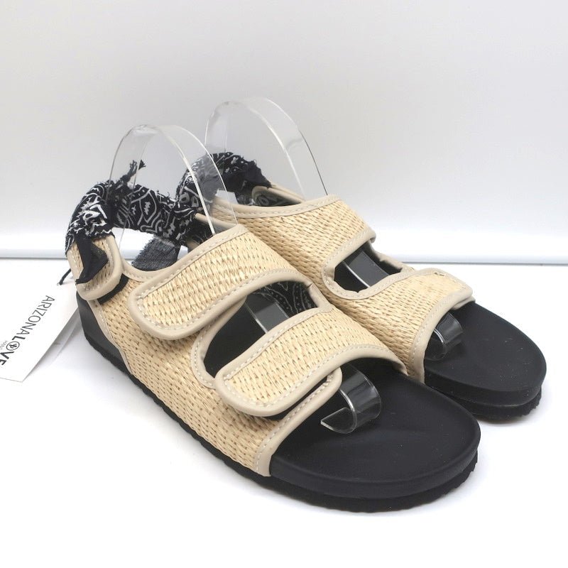Arizona Love Apache Bandana Raffia Sandals Natural/Black Size 40 NEW