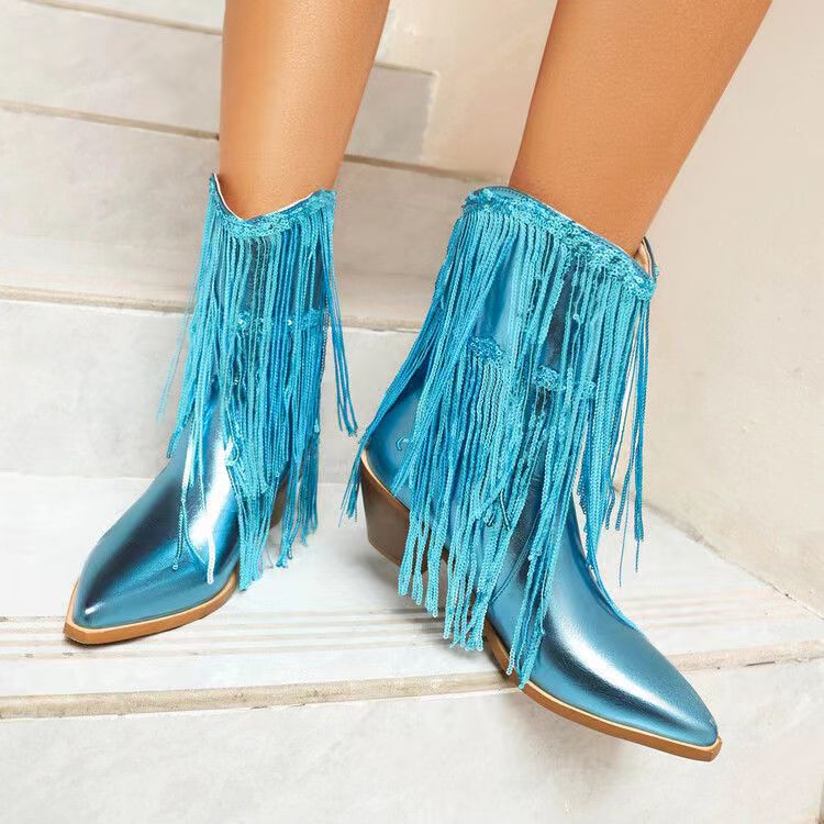 New Fashion Pointed tassel sequins short boots product image 5, provided for visual reference and product detail review