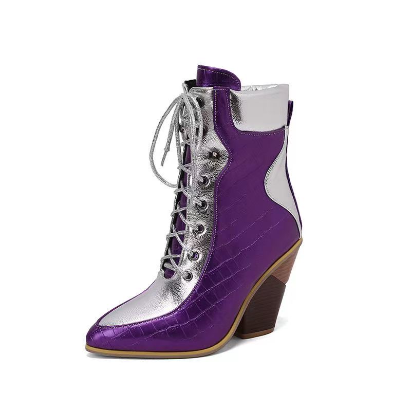New Fashion Pointed Colored High Heel Short Boots product image 5, provided for visual reference and product detail review