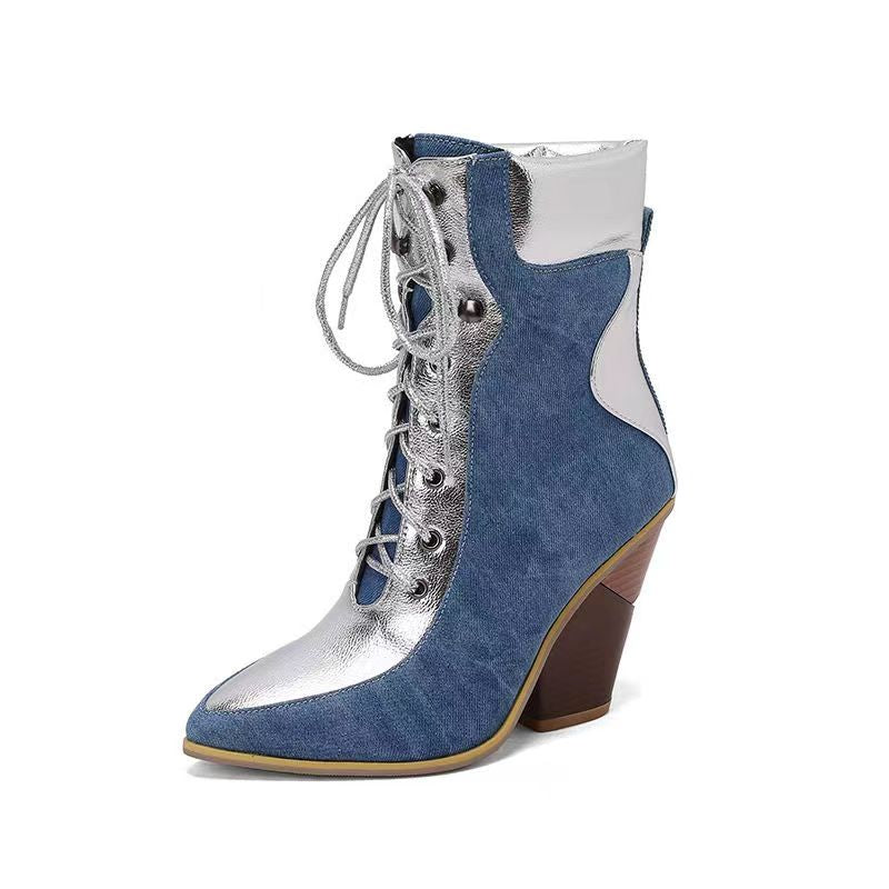 New Fashion Pointed Colored High Heel Short Boots product image 10, provided for visual reference and product detail review