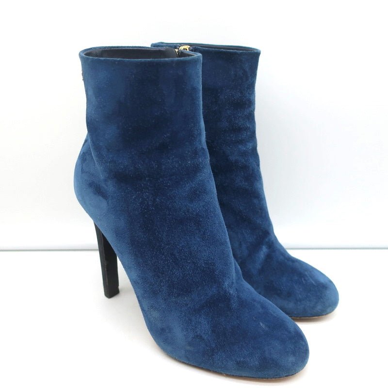 18C CC Ankle Boots Dark Blue Suede Size 37.5 Grosgrain Heel Booties product image 1, provided for visual reference and