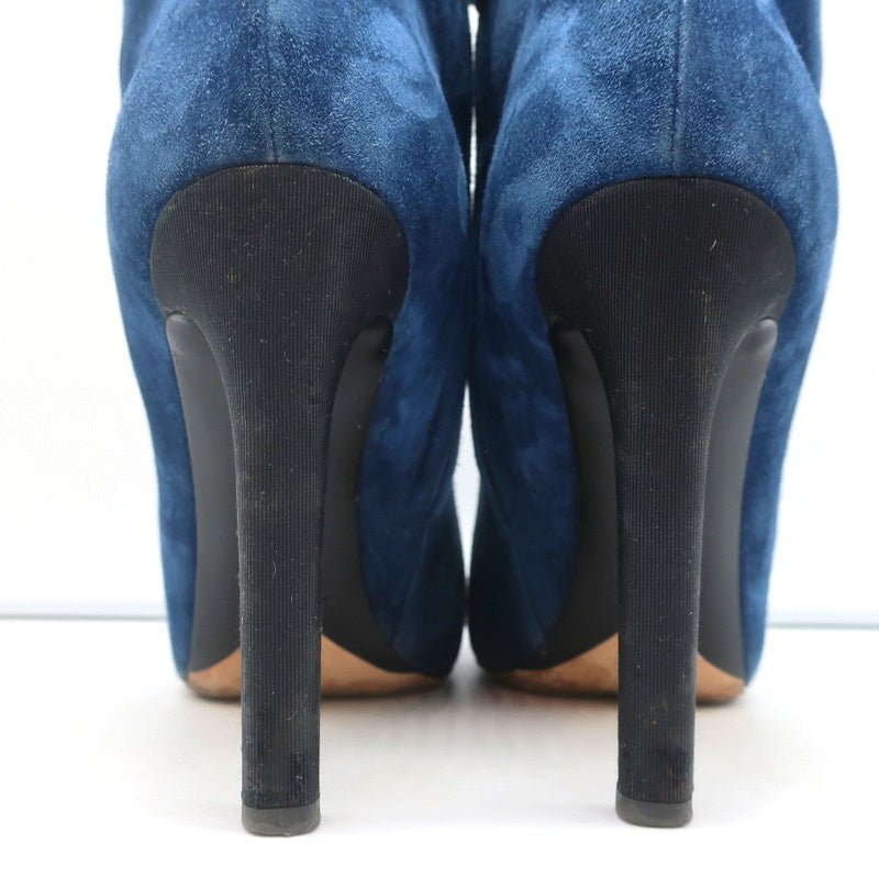 18C CC Ankle Boots Dark Blue Suede Size 37.5 Grosgrain Heel Booties product image 9, provided for visual reference and