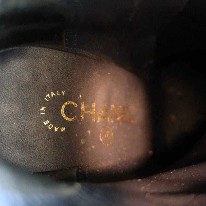 18C CC Ankle Boots Dark Blue Suede Size 37.5 Grosgrain Heel Booties product image 10, provided for visual reference and