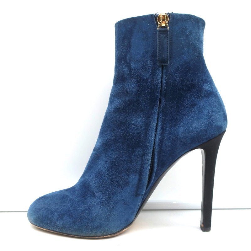 18C CC Ankle Boots Dark Blue Suede Size 37.5 Grosgrain Heel Booties product image 7, provided for visual reference and