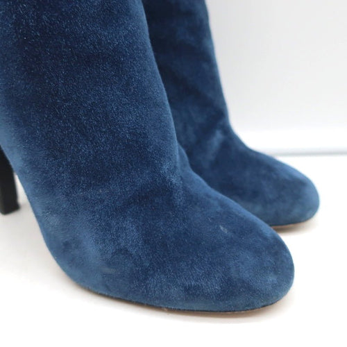 18C CC Ankle Boots Dark Blue Suede Size 37.5 Grosgrain Heel Booties product image 2, provided for visual reference and
