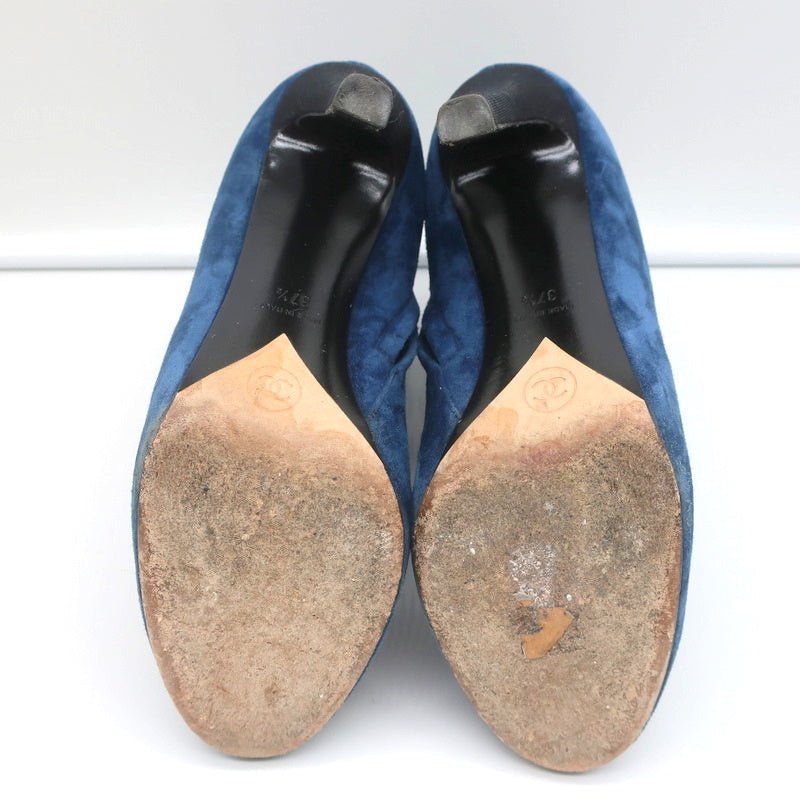 18C CC Ankle Boots Dark Blue Suede Size 37.5 Grosgrain Heel Booties product image 12, provided for visual reference and