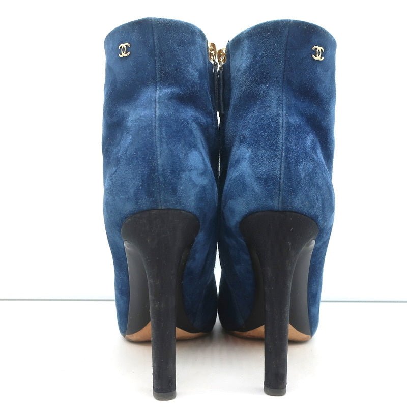 18C CC Ankle Boots Dark Blue Suede Size 37.5 Grosgrain Heel Booties product image 8, provided for visual reference and