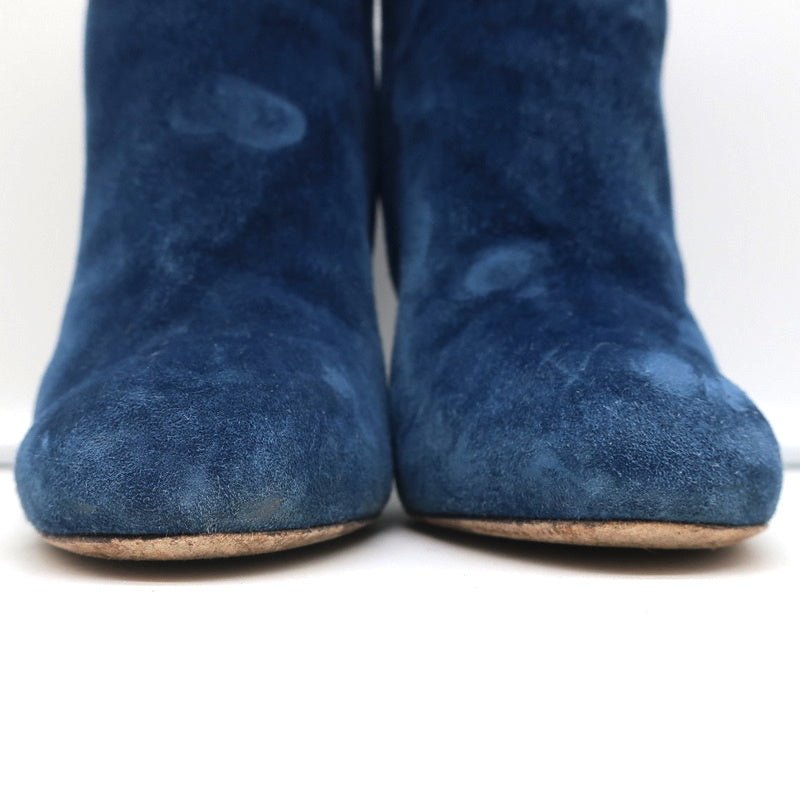 18C CC Ankle Boots Dark Blue Suede Size 37.5 Grosgrain Heel Booties product image 5, provided for visual reference and