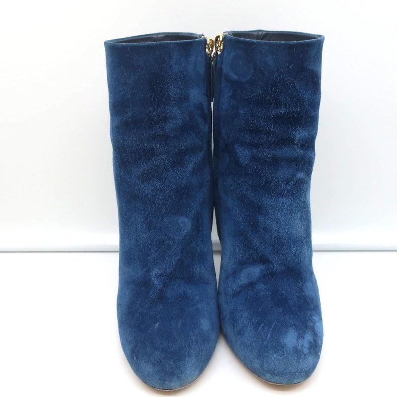 18C CC Ankle Boots Dark Blue Suede Size 37.5 Grosgrain Heel Booties product image 4, provided for visual reference and