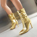 New Fashion Pointed golden fold High Heel Short Boots product image 1, provided for visual reference and product detail