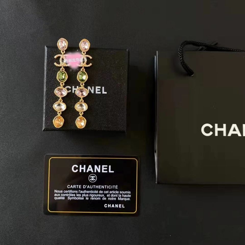 Fragrant long colored zircon tassel earrings product image 5, provided for visual reference and product detail review