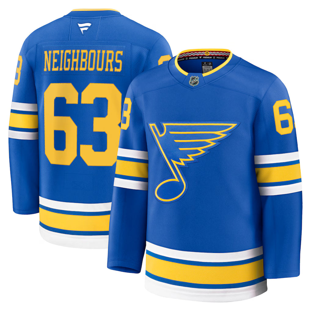 Jake Neighbours St. Louis Blues Home Premium Player Jersey product image 1